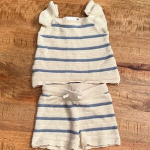 Striped Knit Top and Shorts Set